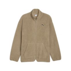 Męska rozpinana bluza typu sherpa Essentials Elevated na zimę o luźnym kroju. Brązowe bluzy rozpinane męskie Puma, na zimę, m, bez wzorów, sportowe, bez ramiączek, bez kaptura. Za 269.00 zł.