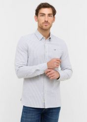 Męska Koszula Mustang Style Edinburg Green Stripe 1016953 12800. Zielone koszule męskie Mustang, m, bez wzorów, bez kołnierzyka, bez ramiączek. Za 169.99 zł.