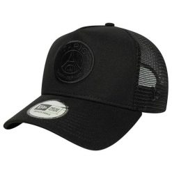 New Era czapka z daszkiem Trucker Cap Paris Saint-Germain czarna. Czarne czapki męskie PSG, bez wzorów. Za 169.00 zł.