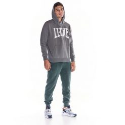 Męska bluza z kapturem Leone 1947 Apparel. Szare bluzy nierozpinane męskie LEONE 1947 APPAREL, l, bez wzorów, z tkaniny, sportowe, bez ramiączek, z kapturem. W wyprzedaży za 139.75 zł.