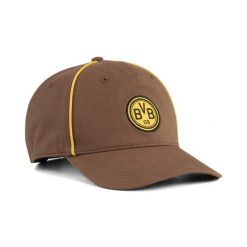 Czapka z daszkiem Borussia Dortmund KING PUMA. Brązowe czapki męskie Puma, bez wzorów, sportowe. Za 129.00 zł.