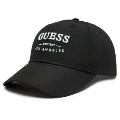 Czapka z daszkiem Guess. Czarne czapki męskie Guess, z aplikacjami. Za 99.99 zł.