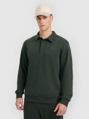 4F Bluza dresowa regular z kołnierzykiem męska - zielona XXL. Zielone bluzy nierozpinane męskie 4f, m, bez wzorów, z dresówki, eleganckie, bez ramiączek, bez kaptura. Za 149.99 zł.