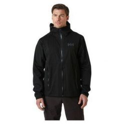 Kurtka przeciwdeszczowa męska Helly Hansen Momentum 3L Stretch. Czarne kurtki męskie Helly Hansen, l, bez wzorów, sportowe, bez ramiączek, bez kaptura. Za 1,037.00 zł.