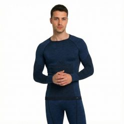 Koszulka termoaktywna męska Risalti Maglia Termica z wełną merino. Niebieskie bielizna termoaktywna męska Aulp, m, bez wzorów, z wełny, bez ramiączek, na fitness i siłownię. W wyprzedaży za 179.99 zł.