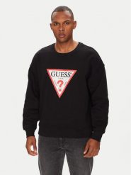 Guess Jeans Bluza M4YQ21 K9V31 Czarny Oversize. Czarne bluzy nierozpinane męskie Guess Jeans, m, z aplikacjami, z bawełny, bez ramiączek, bez kaptura. Za 229.99 zł.