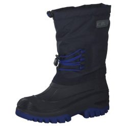 Śniegowce juniorskie CMP Ahto Snowboots Wp. Niebieskie buty zimowe męskie CMP, na zimę, bez wzorów, bez obcasa, bez zapięcia. Za 259.99 zł.