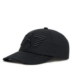 Czapka z daszkiem EA7 Emporio Armani. Czarne czapki męskie EA7 Emporio Armani, bez wzorów. Za 219.99 zł.