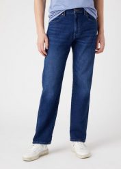 WRANGLER MĘSKIE SPODNIE JEANSOWE WRANGLER FRONTIER DANCING WATER W16VJX20C 112323486, W34 L30. Niebieskie spodnie na co dzień męskie Wrangler, bez wzorów, z bawełny, casualowe. Za 249.99 zł.