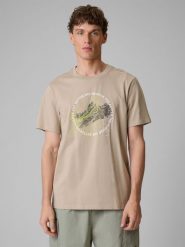 4F T-shirt regular z nadrukiem męski - beżowy XL. Brązowe t-shirty męskie 4f, m, bez wzorów, z bawełny, bez kołnierzyka, bez ramiączek. Za 69.99 zł.