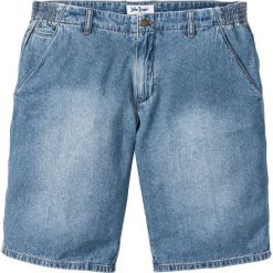 Bermudy dżinsowe Loose Fit z elastycznymi wstawkami po bokach w talii bonprix jasnoniebieski. Niebieskie jeansy męskie marki bonprix, z jeansu. Za 37.99 zł.