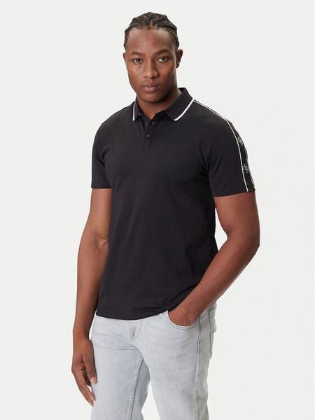 Guess Polo M4YP40 KARS0 Czarny Regular Fit. Czarne koszulki polo męskie Guess, l, z aplikacjami, z syntetyku, bez kołnierzyka, bez ramiączek. Za 259.99 zł.
