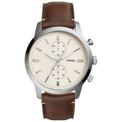 Zegarek "FS5350" w kolorze brązowo-srebrnym. Brązowe, analogowe zegarki męskie Michael Kors, Fossil, ze skóry, srebrne. W wyprzedaży za 399.95 zł.