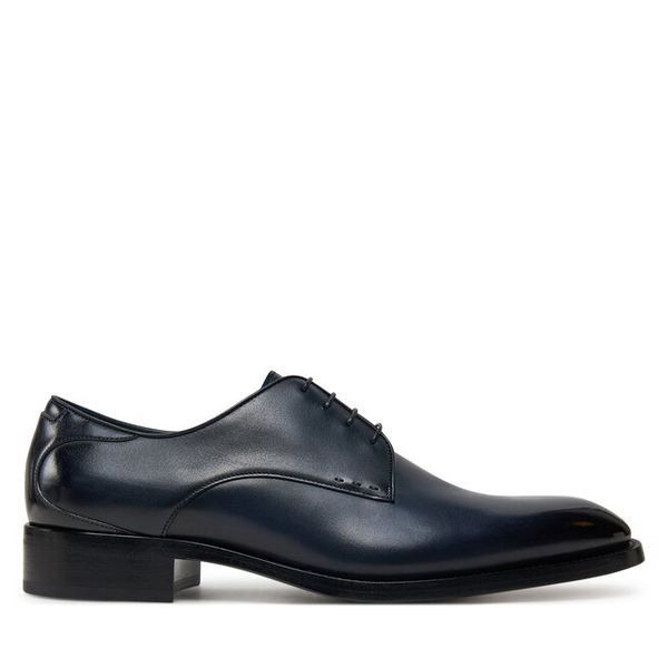 Półbuty BOSS. Niebieskie eleganckie półbuty męskie Boss, wizytowe, bez obcasa, bez zapięcia. Za 1,699.00 zł.