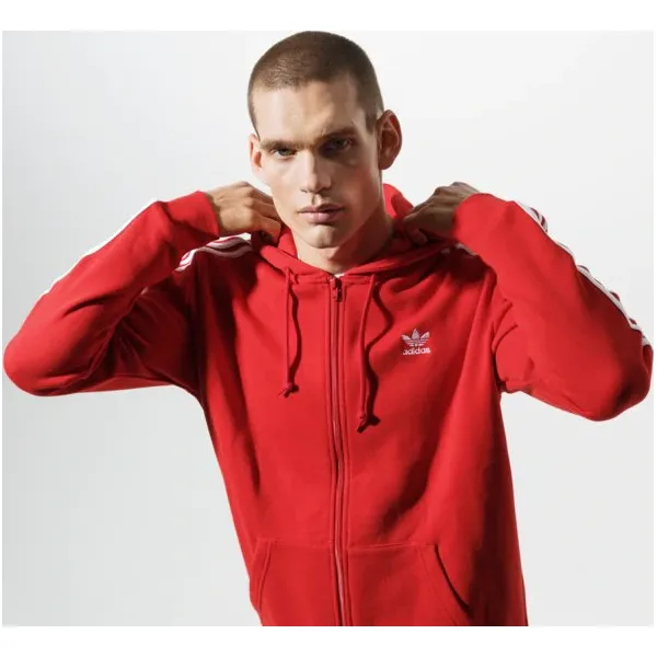 Adidas Bluza 3-Stripes Fz , czerwony, rozmiar L. Czerwone bluzy z kapturem męskie ADIDAS, l, z aplikacjami, z bawełny, z kapturem. Za 329.99 zł.