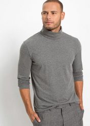 Shirt z długim rękawem i golfem (2 szt.). Niebieskie koszulki męskie z długim rękawem bonprix, l, bez wzorów, bez kołnierzyka, bez ramiączek. Za 114.99 zł.