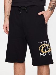 Just Cavalli Szorty sportowe 74OBDI07 Czarny Regular Fit. Czarne szorty sportowe męskie Just Cavalli, bez wzorów, z bawełny, sportowe. Za 1,239.00 zł.