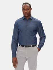Calvin Klein Koszula LV019EU024 Granatowy Slim Fit. Niebieskie koszule męskie Calvin Klein, m, bez wzorów, z bawełny, bez kołnierzyka, bez ramiączek. Za 329.99 zł.