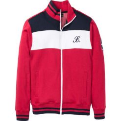 Bluza rozpinana bonprix czerwono-ciemnoniebiesko-biały z nadrukiem. Bluzy rozpinane męskie marki bonprix. Za 79.99 zł.