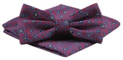 Mucha Męska Alties z Poszetką - Wzór Kwiatowy, Czerwone Tło. Czerwone krawaty i muchy męskie Alties, bez wzorów, eleganckie. Za 54.00 zł.