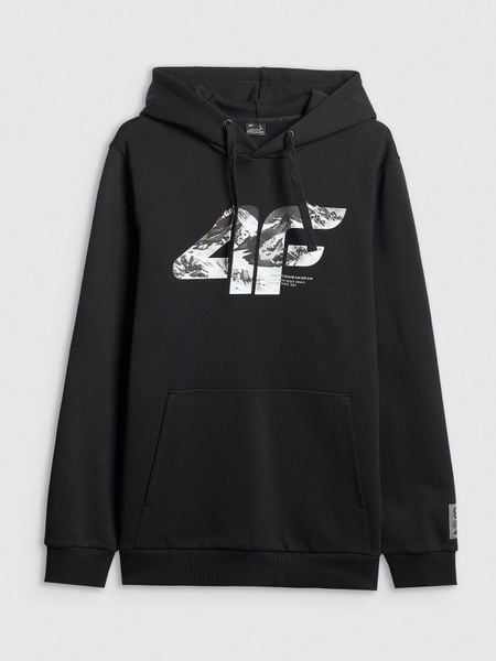 4F Bluza dresowa nierozpinana z kapturem męska - czarna XXL. Czarne bluzy nierozpinane męskie 4f, m, bez wzorów, z dresówki, z kapturem. Za 249.99 zł.