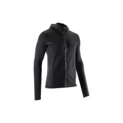 Kurtka do biegania męska RUN WARM+ czarna. Czarne kurtki męskie KALENJI, m, bez wzorów, z elastanu, bez ramiączek, bez kaptura. Za 119.99 zł.