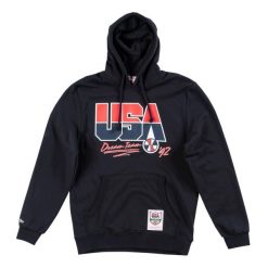 Bluza USA 1992 usa dream team hooded. Czarne bluzy nierozpinane męskie Mitchell & Ness, bez wzorów, sportowe, bez ramiączek, bez kaptura. Za 397.50 zł.