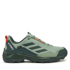Trekkingi adidas. Zielone buty trekkingowe męskie ADIDAS, bez wzorów, z gore-texu, sportowe, bez obcasa, bez zapięcia. Za 399.99 zł.