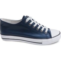 Granatowe Trampki RLC-03 Granatowy. Niebieskie trampki męskie ButyModne, bez wzorów, z tkaniny, bez zapięcia. Za 77.99 zł.
