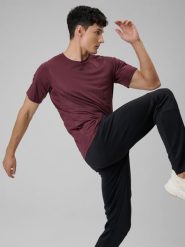 4F Koszulka treningowa regular szybkoschnąca męska - burgundowa XXL. Czerwone t-shirty męskie 4f, m, bez wzorów, ze skóry, sportowe, bez ramiączek. Za 129.99 zł.