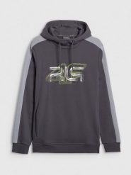 4F Bluza dresowa nierozpinana z kapturem męska 4F x Robert Lewandowski - szary M. Szare bluzy z kapturem męskie 4f, m, bez wzorów, z dresówki, z kapturem. Za 199.99 zł.