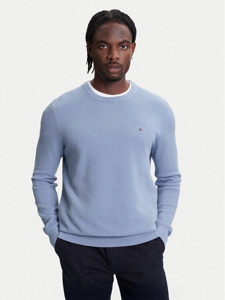 Tommy Hilfiger Sweter Essential MW0MW36347 Błękitny Regular Fit. Niebieskie kardigany męskie Tommy Hilfiger, bez wzorów, z bawełny, bez kołnierzyka, bez ramiączek. Za 359.99 zł.