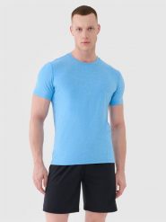 4F Koszulka treningowa szybkoschnąca męska - niebieska XL. Niebieskie t-shirty sportowe męskie 4f, m, bez wzorów, z dzianiny, klasyczne, bez ramiączek. Za 99.99 zł.
