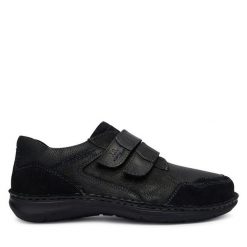 Półbuty Josef Seibel. Czarne codzienne półbuty męskie Josef Seibel, bez wzorów, bez obcasa, bez zapięcia. Za 299.99 zł.