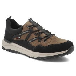 Brązowe Półbuty Rieker Modne Obuwie Męskie. Brązowe codzienne półbuty męskie Rieker, bez wzorów, sportowe, bez obcasa, bez zapięcia. Za 390.99 zł.