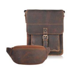 ZESTAW PREZENTOWY ZUP-98-HBR LISTONOSZKA MĘSKA BRĄZOWA T-91-HBR I SASZETKA T-89-HBR PAOLO PERUZZI. Brązowe saszetki męskie bez wzorów, z materiału. Za 339.99 zł.