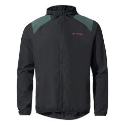 Windbreaker VAUDE Qimsa. Czarne kurtki treningowe męskie Vaude, bez wzorów, bez kaptura, rowerowe. W wyprzedaży za 371.95 zł.