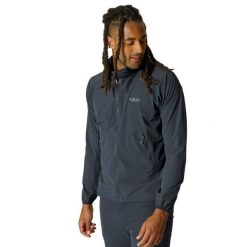 Kurtka softshellowa męska Rab Borealis Hoody z kapturem. Czarne kurtki męskie RAB, m, bez wzorów, z softshellu, sportowe, bez ramiączek, z kapturem. Za 539.99 zł.