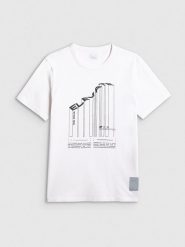 4F T-shirt regular z nadrukiem męski - biały S. Białe t-shirty męskie 4f, m, bez wzorów, z bawełny, bez kołnierzyka, bez ramiączek. Za 69.99 zł.