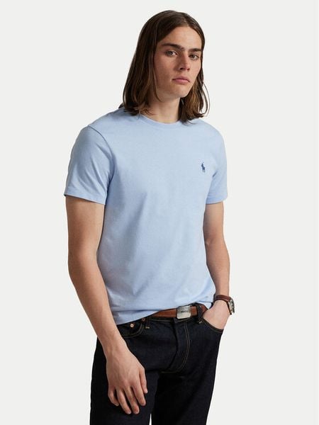 Polo Ralph Lauren T-Shirt 710671438444 Błękitny Custom Slim Fit. Niebieskie koszulki polo męskie Polo Ralph Lauren, m, bez wzorów, z bawełny, bez kołnierzyka, bez ramiączek. Za 199.99 zł.