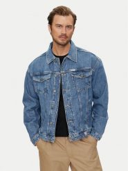 Guess Jeans Kurtka jeansowa M4YN38 D5DO2 Niebieski Regular Fit. Niebieskie kurtki męskie Guess Jeans, m, z aplikacjami, z bawełny, bez ramiączek, bez kaptura. Za 439.99 zł.