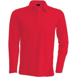 Koszulka polo z długim rękawem Kariban. Czerwone koszulki męskie z długim rękawem KARIBAN, m, bez wzorów, eleganckie, bez kołnierzyka, bez ramiączek. Za 151.50 zł.