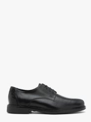 Czarne sznurowane półbuty ze skóry licowej. Czarne eleganckie półbuty męskie Ryłko, ze skóry, biznesowe, bez obcasa, bez zapięcia. Za 379.99 zł.