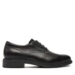 Półbuty Geox. Czarne eleganckie półbuty męskie Geox, wizytowe, bez obcasa, bez zapięcia. Za 289.99 zł.