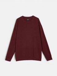 Bluza crewneck - czerwony. Czerwone bluzy nierozpinane męskie Sinsay, l, bez wzorów, bez ramiączek, bez kaptura. Za 59.99 zł.