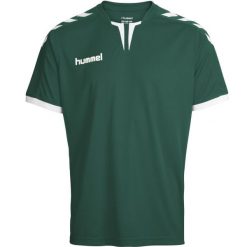 Koszulka piłkarska z krótkim rękawem męska Hummel Core SS Poly Jersey. Zielone t-shirty sportowe męskie HUMMEL, m, bez wzorów, z jersey, sportowe, bez ramiączek. Za 37.00 zł.