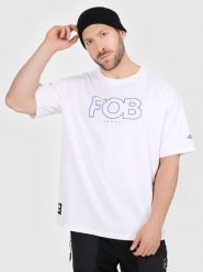 4F T-shirt loose z nadrukiem męski - biały M. Białe t-shirty męskie 4f, m, bez wzorów, z materiału, bez kołnierzyka, bez ramiączek. Za 79.99 zł.