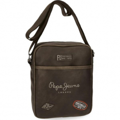 Torba w kolorze ciemnobrązowym - (S)20 x (W)25 x (G)6,5 cm. Brązowe torby męskie na ramię Pepe Jeans, w paski, z materiału. W wyprzedaży za 97.95 zł.