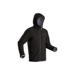 Polar turystyczny SH100 ultra-warm męski czarny. Czarne bluzy z polaru męskie QUECHUA, m, bez wzorów, z elastanu, bez ramiączek, bez kaptura. Za 129.99 zł.