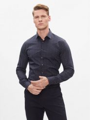 Calvin Klein Koszula K10K112298 Granatowy Slim Fit. Niebieskie koszule męskie Calvin Klein, m, bez wzorów, z bawełny, bez kołnierzyka, bez ramiączek. Za 339.99 zł.